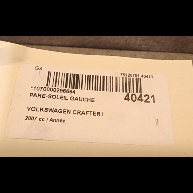 Pare-soleil gauche occasion VOLKSWAGEN CRAFTER I phase 1 06-2006->05-2011 2E0857551B 3
