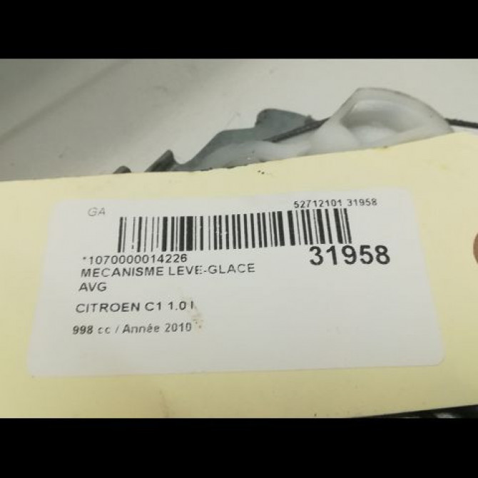 Mécanisme lève-glace avant gauche occasion CITROEN C1 I Phase 2 11-2008->01-2012 1.0i 9221V7 4