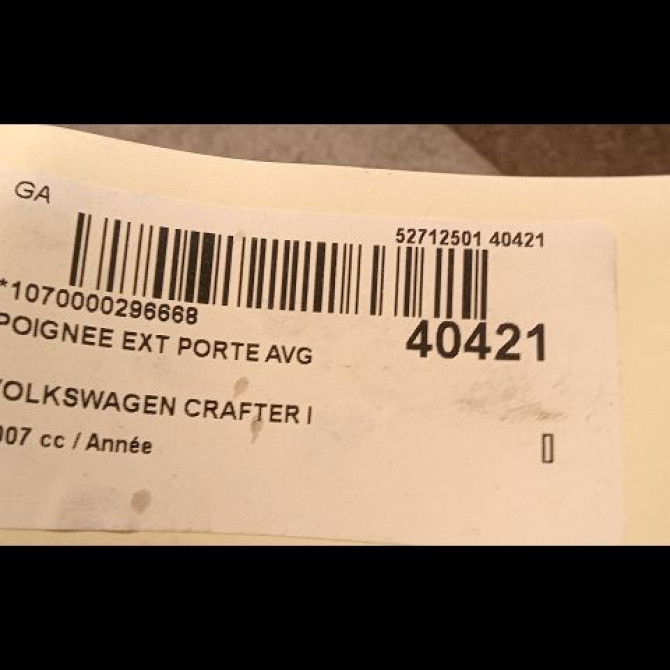 Poignee ext porte avg occasion VOLKSWAGEN CRAFTER I phase 1 06-2006->05-2011 2E0837205C 3