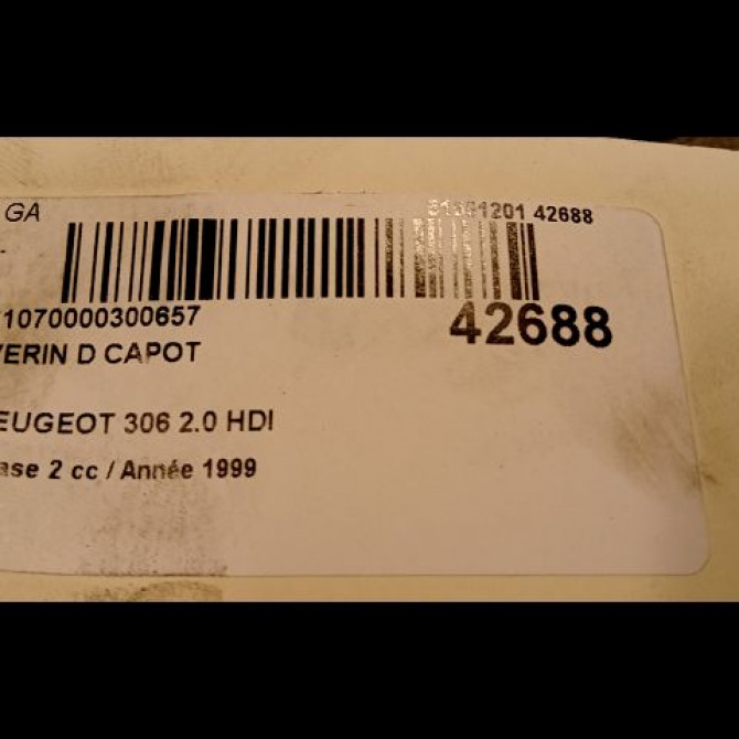 Verin d capot occasion PEUGEOT 306 Phase 2 04-1997->03-2002 2.0 HDI 792509 2