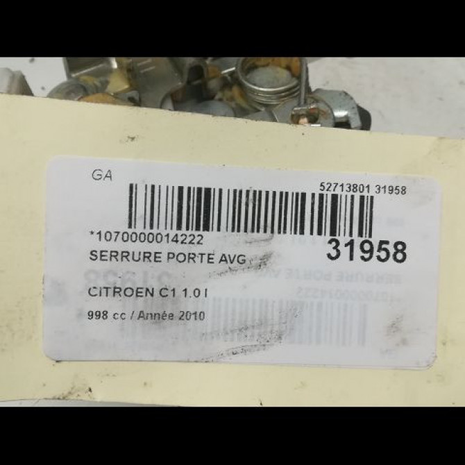 Serrure porte avg occasion CITROEN C1 I Phase 2 11-2008->01-2012 1.0i 9135S2 4