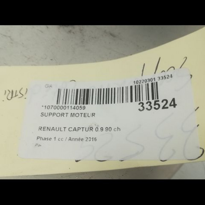 Support moteur occasion RENAULT CAPTUR Phase 1 02-2013->... 0.9 90 ch 3