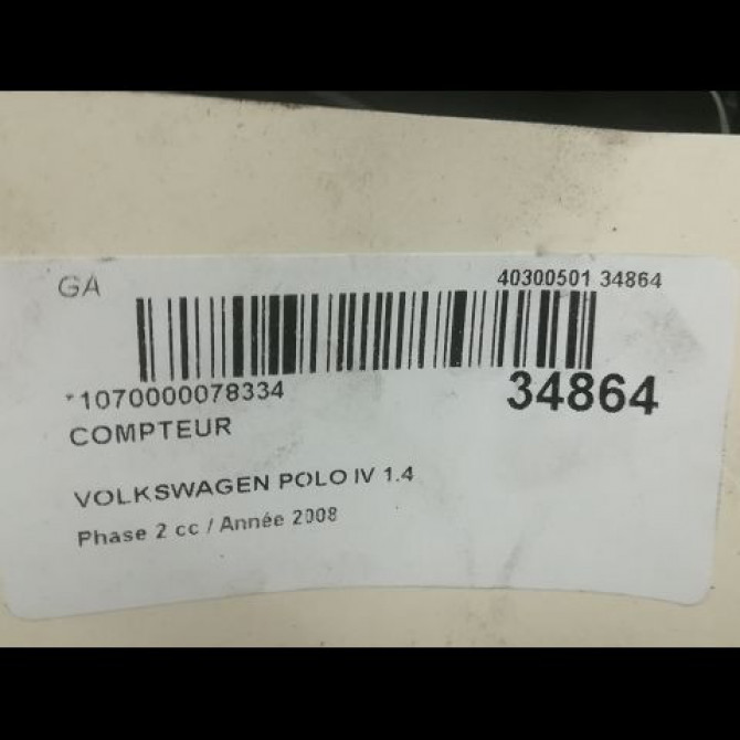 Compteur occasion VOLKSWAGEN POLO IV Phase 2 05-2005->09-2009 1.4 TDI 70ch 5