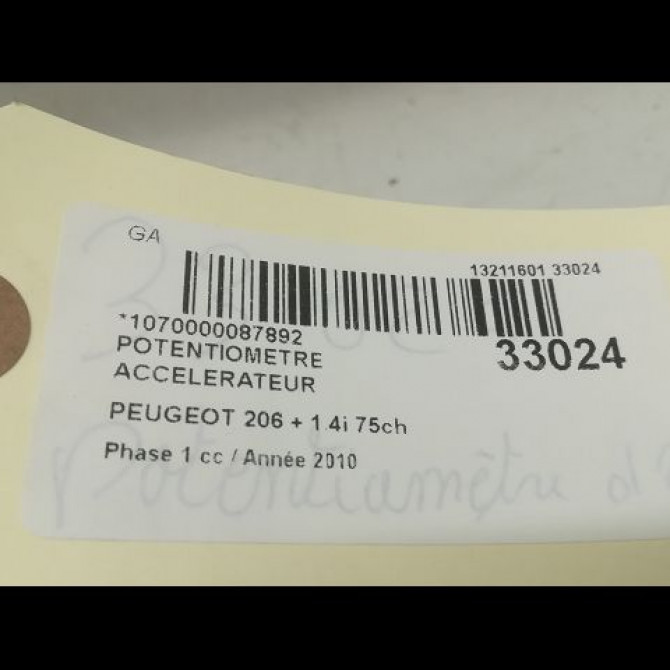 Potentiometre accelerateur occasion PEUGEOT 206 + Phase 1 03-2009->05-2013 1.4i 75ch 4