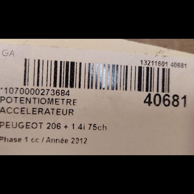 Potentiometre accelerateur occasion PEUGEOT 206 + Phase 1 03-2009->05-2013 1.4i 75ch 3