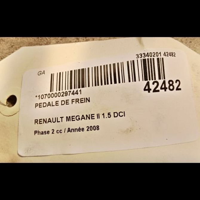 Pedale de frein occasion RENAULT MEGANE II Phase 2 01-2006->06-2009 1.5 DCI 85ch 8200705400 2