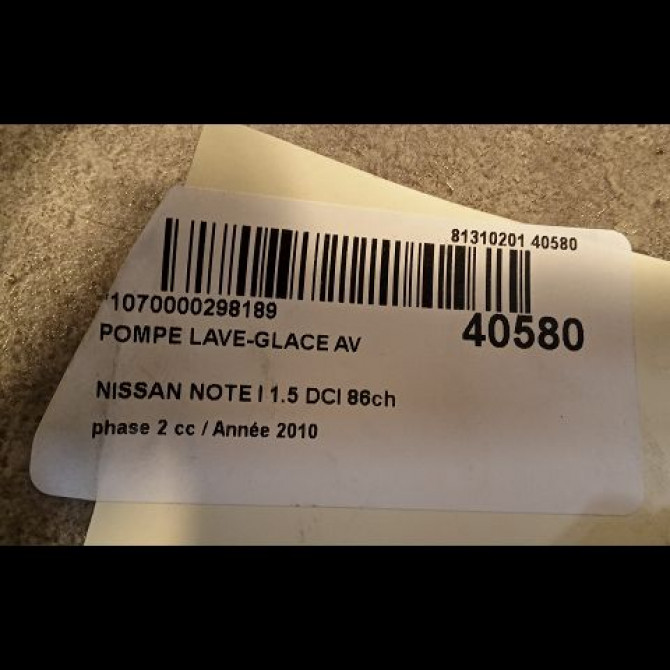 Pompe lave-glace avant occasion NISSAN NOTE I phase 2 03-2009->02-2014 1.5 DCI 86ch 2