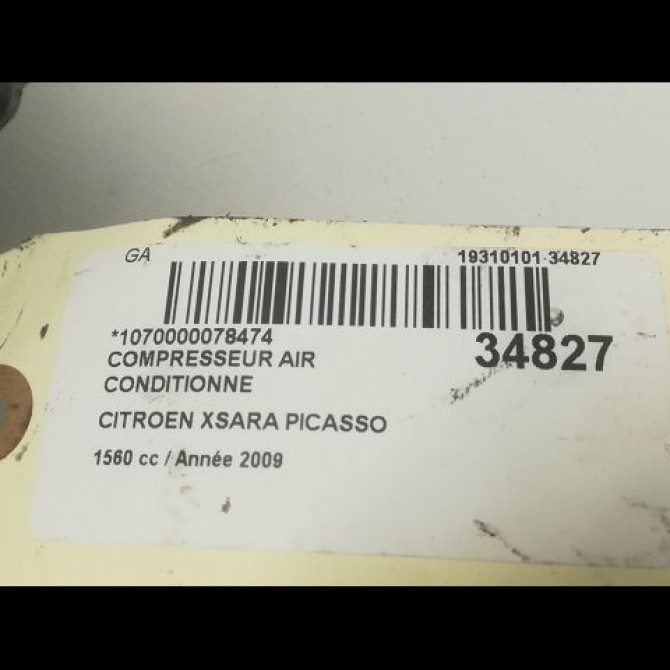 Compresseur air conditionne occasion CITROEN XSARA PICASSO Phase 2 02-2004->12-2010 1.6 HDI 92 ch 6453YJ 5