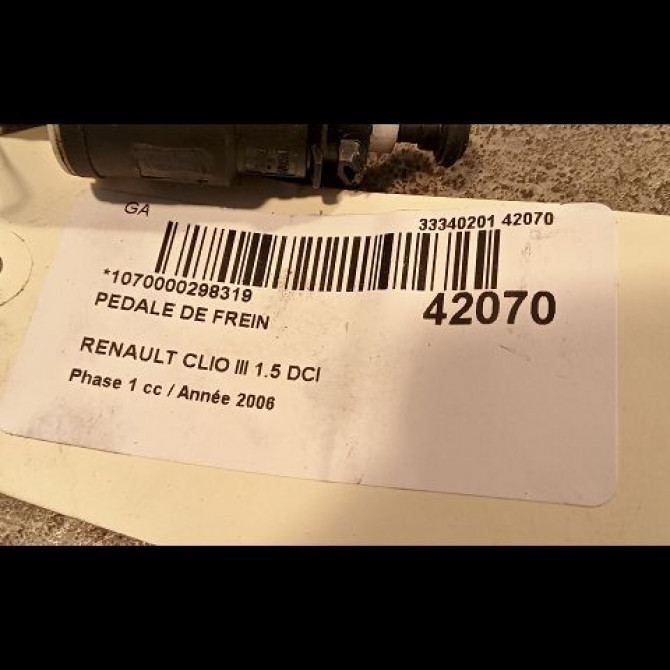 Pedale de frein occasion RENAULT CLIO III Phase 1 09-2005->03-2009 1.5 DCI 85ch 8200740595 3
