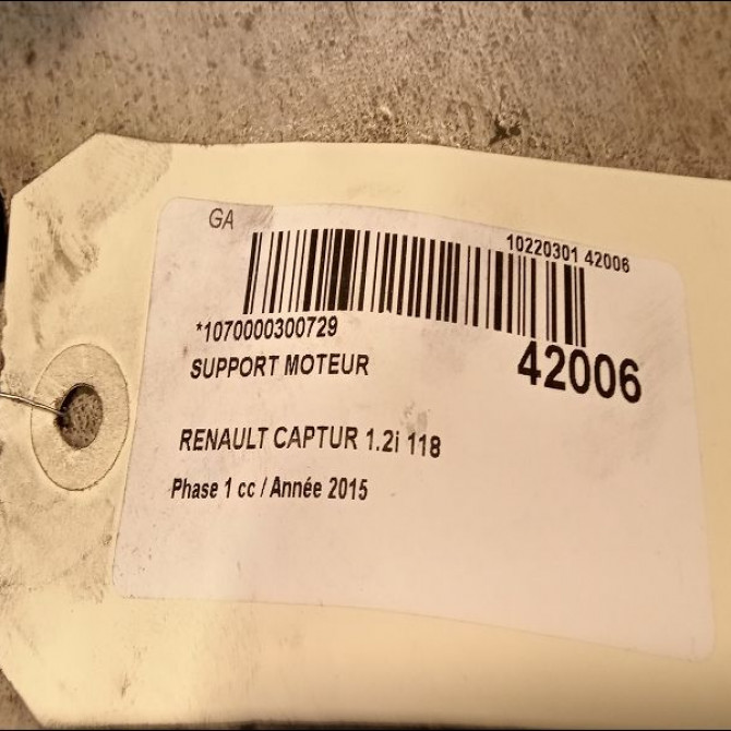 Support moteur occasion RENAULT CAPTUR Phase 1 02-2013->... 1.2i 118 16V 3