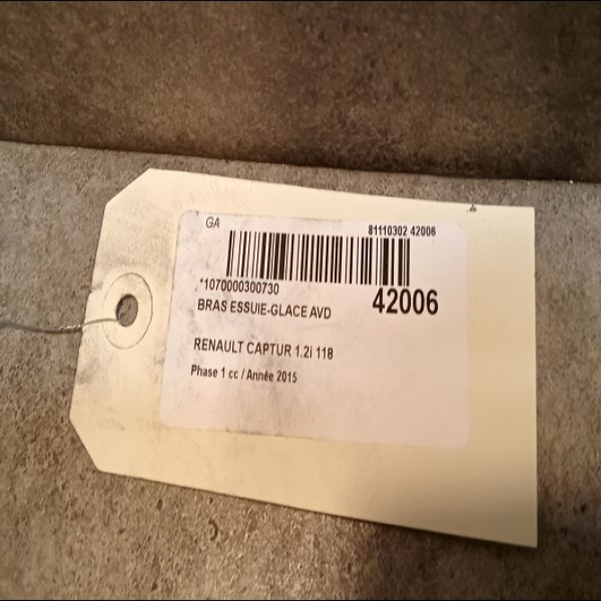 Bras essuie-glace avant droit occasion RENAULT CAPTUR Phase 1 02-2013->... 1.2i 118 16V 288810288R 2