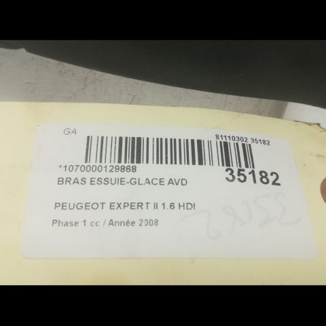 Bras essuie-glace avant droit occasion PEUGEOT EXPERT II Phase 1 01-2007->... 1.6 HDI 90ch 6429CL 2