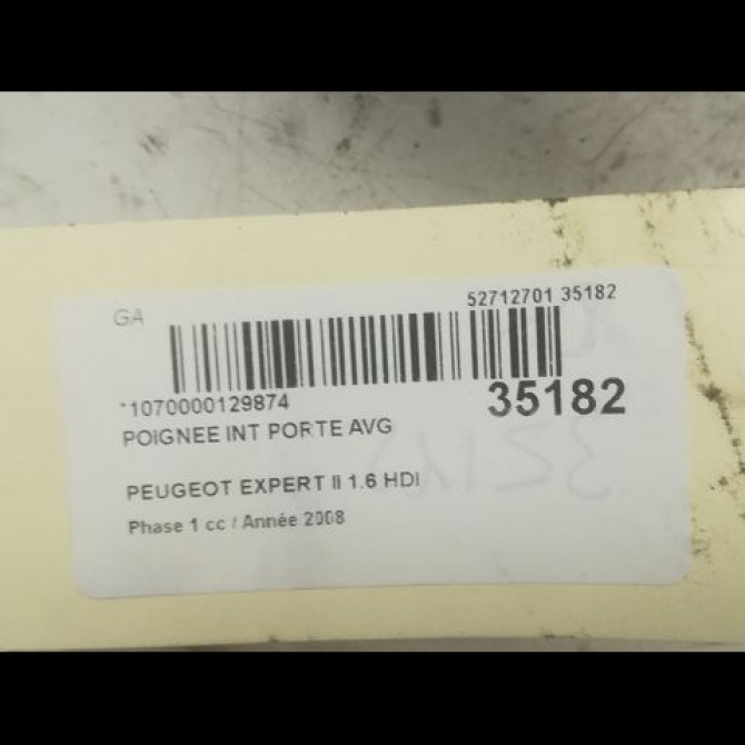 Poignee int porte avg occasion PEUGEOT EXPERT II Phase 1 01-2007->... 1.6 HDI 90ch 9143N7 3