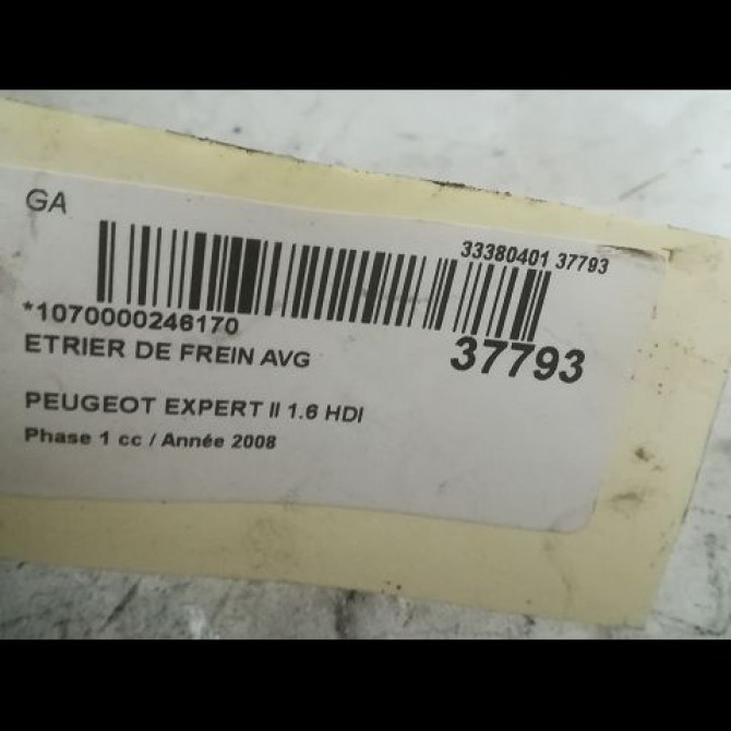 Etrier de frein avant gauche occasion PEUGEOT EXPERT II Phase 1 01-2007->... 1.6 HDI 90ch 1607729580 3
