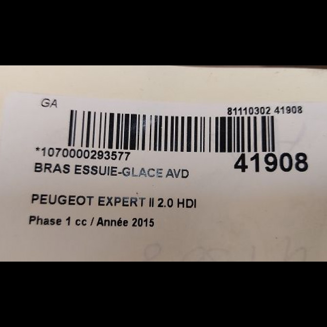 Bras essuie-glace avant droit occasion PEUGEOT EXPERT II Phase 1 01-2007->... 2.0 HDI 128ch 6429CL 2