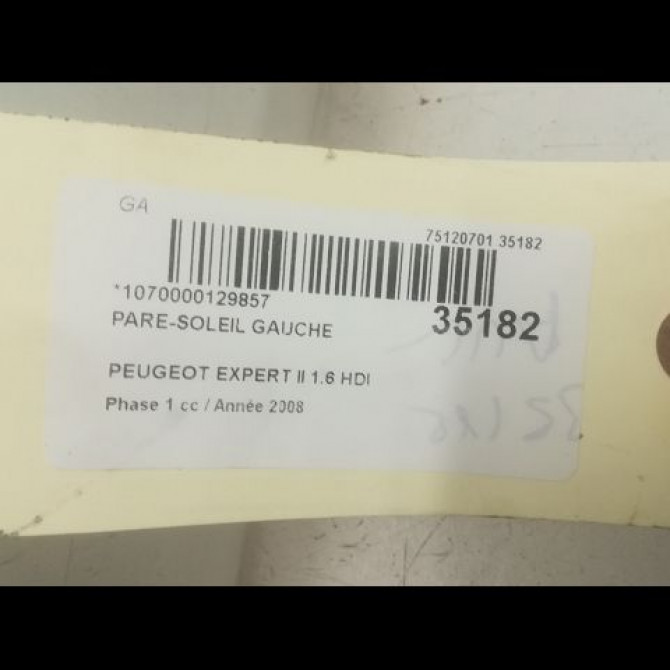 Pare-soleil gauche occasion PEUGEOT EXPERT II Phase 1 01-2007->... 1.6 HDI 90ch 8143SL 3