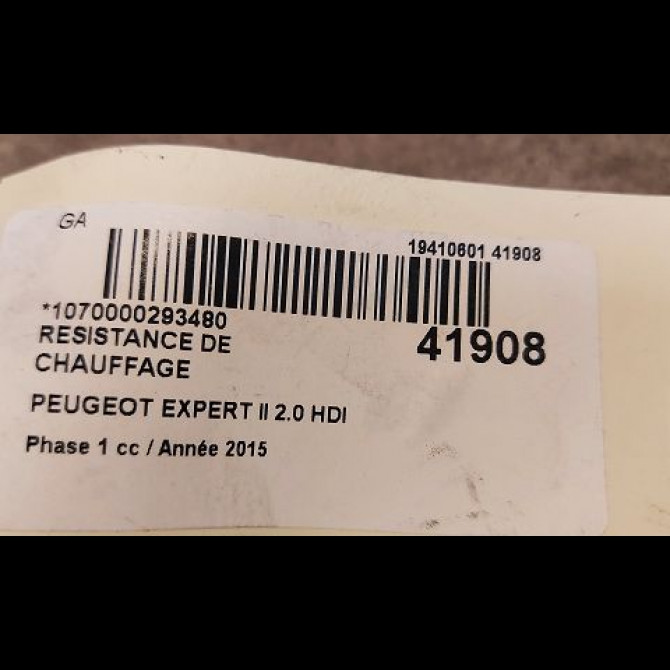Resistance de chauffage occasion PEUGEOT EXPERT II Phase 1 01-2007->... 2.0 HDI 128ch 6450XE 3