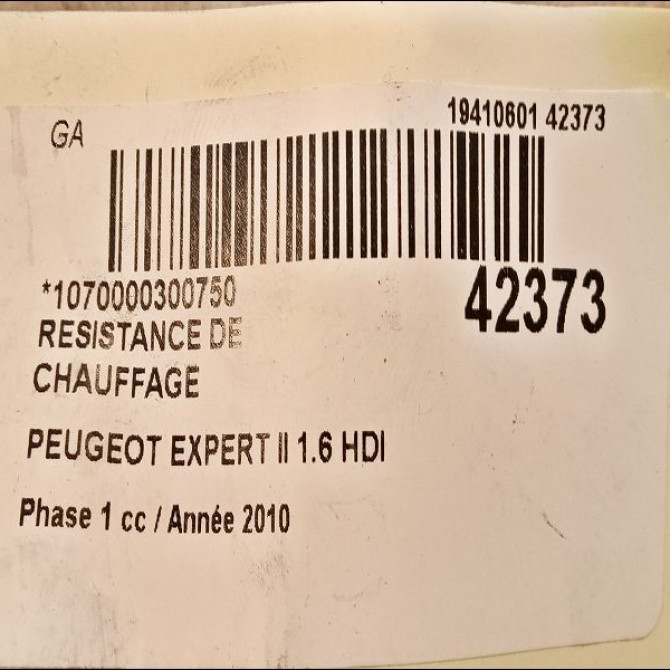 Resistance de chauffage occasion PEUGEOT EXPERT II Phase 1 01-2007->... 1.6 HDI 90ch 6450XE 3