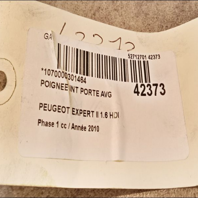 Poignee int porte avg occasion PEUGEOT EXPERT II Phase 1 01-2007->... 1.6 HDI 90ch 9143N7 3