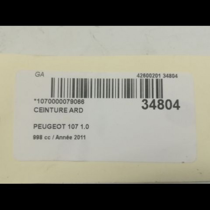 Ceinture arrière droite occasion PEUGEOT 107 Phase 2 01-2009->01-2012 1.0i 70ch 12v 8974LG 4
