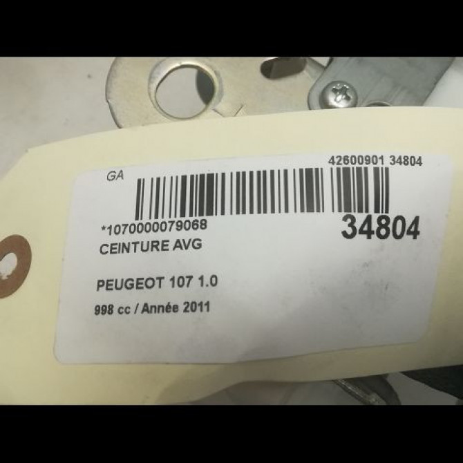 Ceinture avant gauche occasion PEUGEOT 107 Phase 2 01-2009->01-2012 1.0i 70ch 12v 8974LL 5