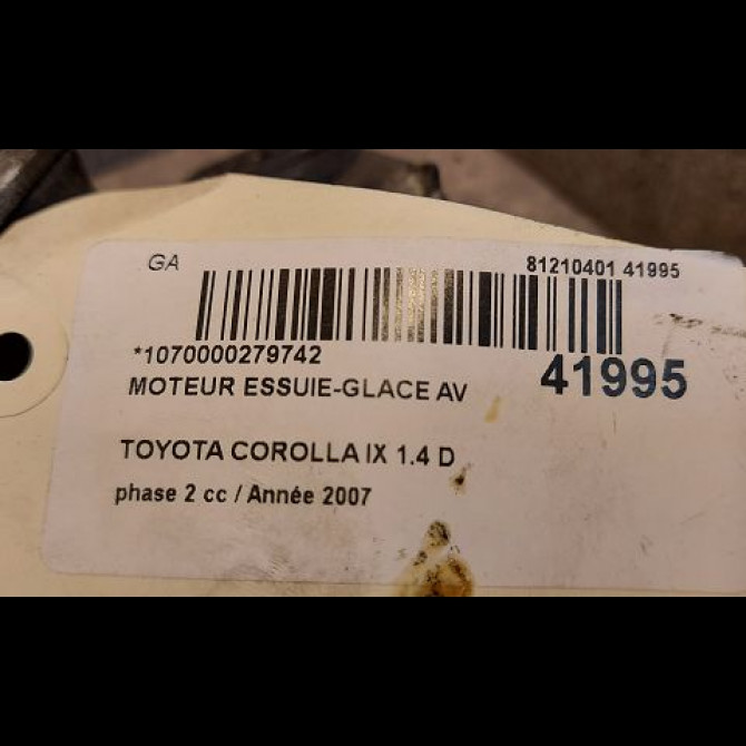 Moteur essuie-glace avant occasion TOYOTA COROLLA IX phase 2 07-2004->08-2007 1.4 D 90ch 8511002100 3