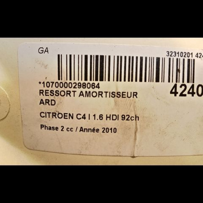 Ressort amortisseur ard occasion CITROEN C4 I Phase 2 07-2008->10-2010 1.6 HDI 92ch 5102L7 2