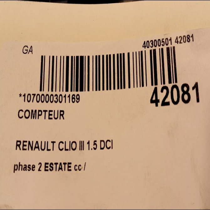 Compteur occasion RENAULT CLIO III phase 2 ESTATE 03-2009->12-2014 1.5 DCI 75ch 3