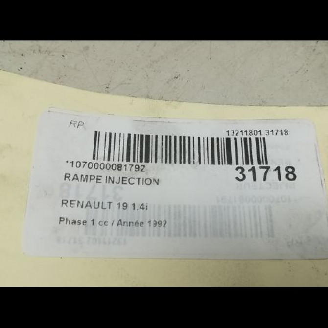 Rampe injection occasion RENAULT 19 Phase 1 07-1989->04-1992 1.4i 3