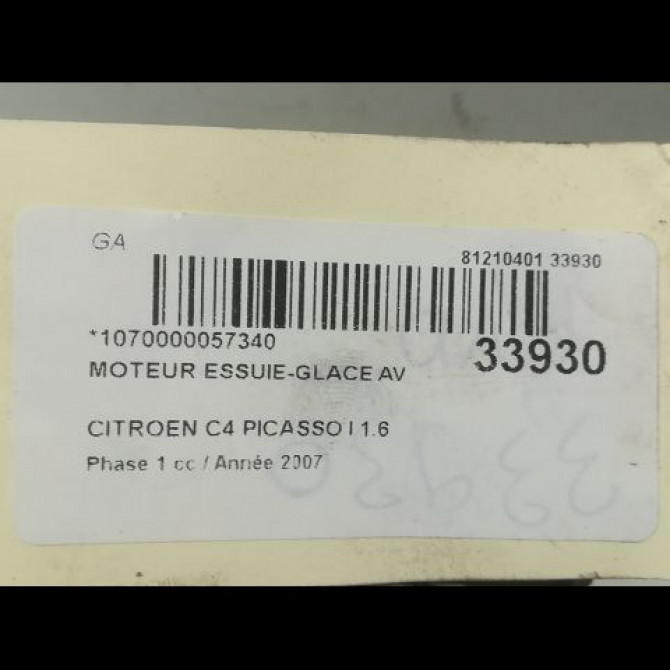 Moteur essuie-glace avant occasion CITROEN C4 PICASSO I Phase 1 01-2007->10-2013 1.6 HDi 16v 110ch 6405PG 4
