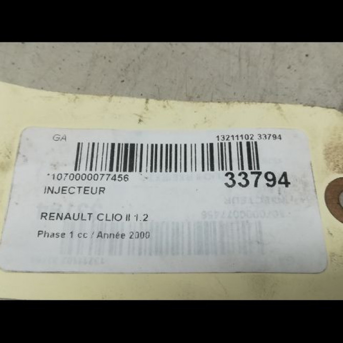 Injecteur occasion RENAULT CLIO II Phase 1 03-1998->06-2001 1.2 3