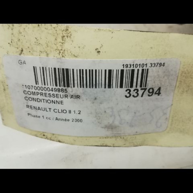 Compresseur air conditionne occasion RENAULT CLIO II Phase 1 03-1998->06-2001 1.2 5