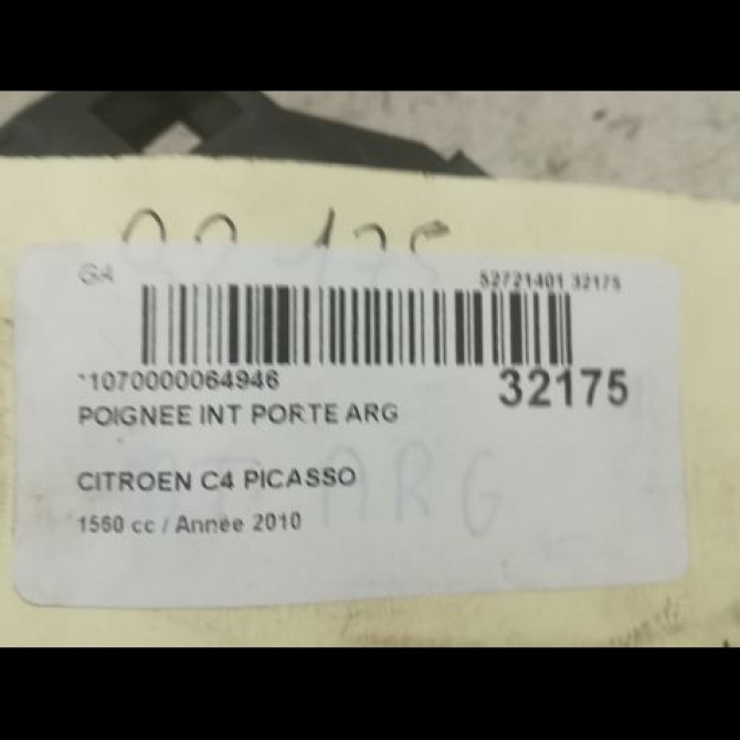 Poignee int porte arg occasion CITROEN C4 PICASSO I Phase 1 01-2007->10-2013 1.6 HDi 16v 110ch 9143L9 4