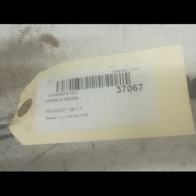 Verin droit hayon occasion PEUGEOT 106 Phase 2 04-1996->09-2003 1.1i 8731G0 2