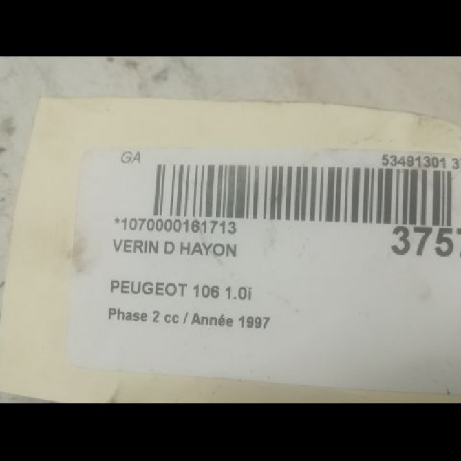 Verin droit hayon occasion PEUGEOT 106 Phase 2 04-1996->09-2003 1.0i 8731G0 2