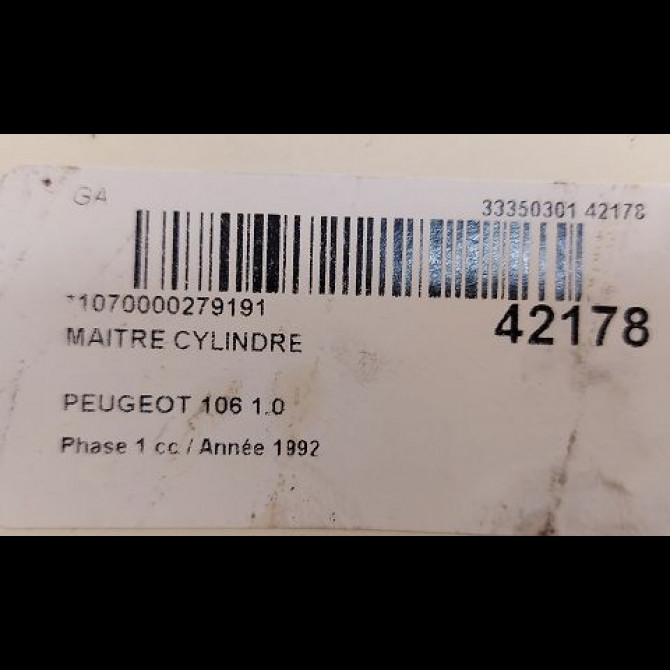 Maitre cylindre occasion PEUGEOT 106 Phase 1 09-1991->04-1996 1.0 4601H8 3
