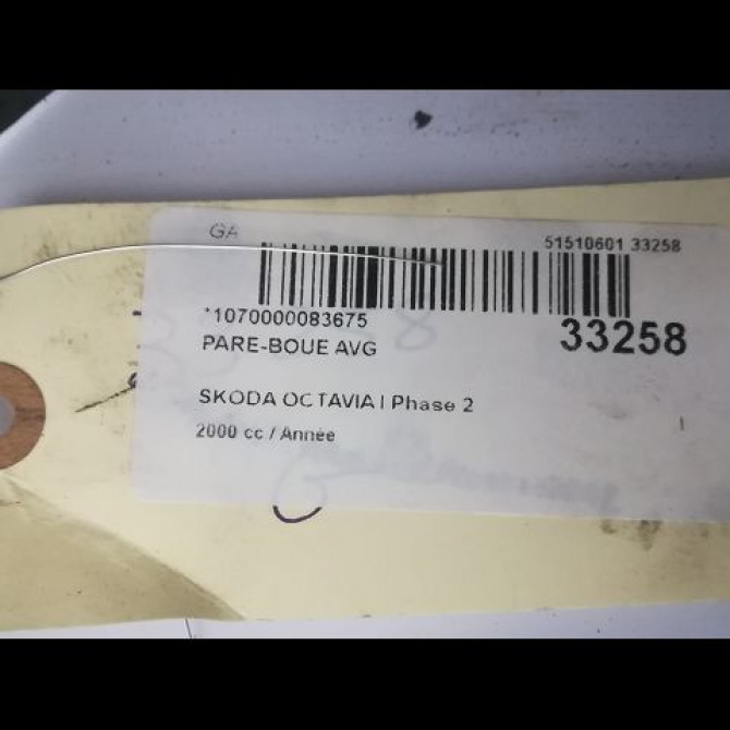 Pare-boue avant gauche occasion SKODA OCTAVIA I Phase 2 10-2000->06-2010 1.9 TDI 90ch 1U0809962D 3