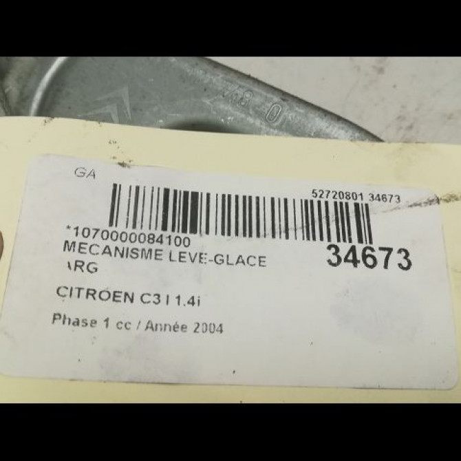Mecanisme leve-glace arrière gauche occasion CITROEN C3 I Phase 1 04-2002->10-2005 1.4i 922372 4