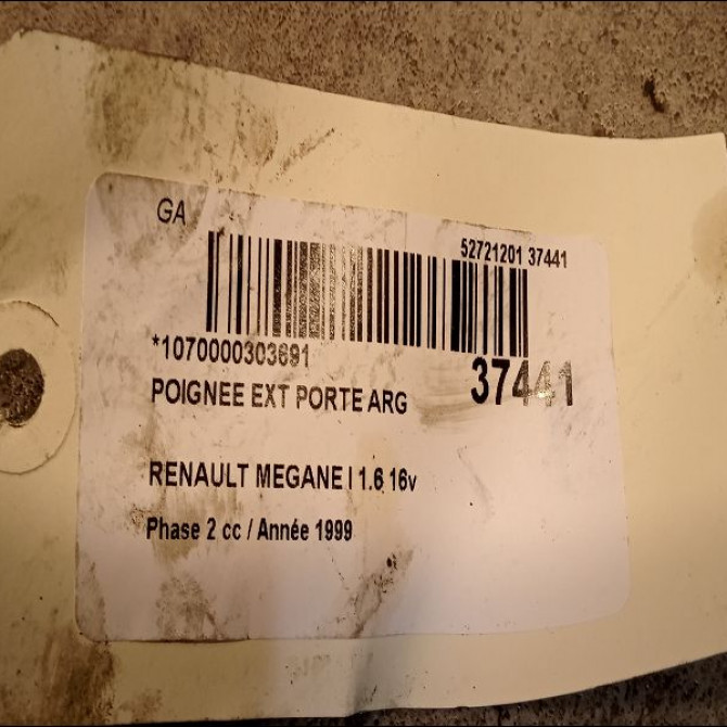 Poignee ext porte arg occasion RENAULT MEGANE I Phase 2 03-1999->06-2003 1.6 16v 7701471883 2