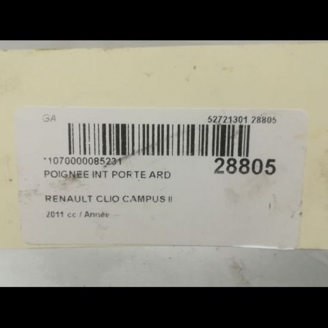 Poignee int porte ard occasion RENAULT CLIO CAMPUS II Phase 1 07-2006->07-2009 8200633084 3