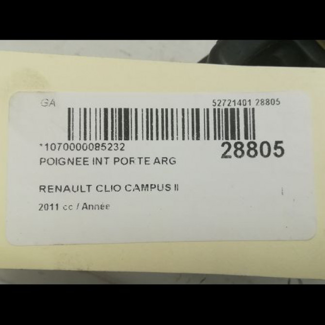 Poignee int porte arg occasion RENAULT CLIO CAMPUS II Phase 1 07-2006->07-2009 8200633089 3