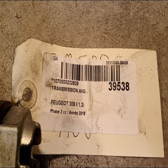 Transmission avant gauche occasion PEUGEOT 308 II 308 II Phase 2 2017-04-01-> 1.2i PureTech 130ch 9677914480 4