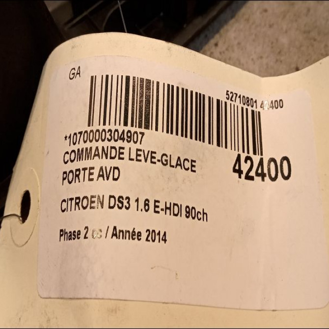 Commande lève-glace porte avant droite occasion CITROEN DS3 Phase 1 04-1995->04-1999 1.6 E-HDI 90ch 3