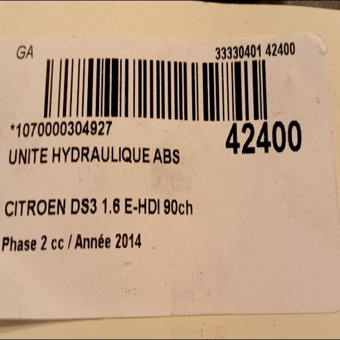 Unité hydraulique ABS occasion CITROEN DS3 Phase 1 04-1995->04-1999 1.6 E-HDI 90ch 4