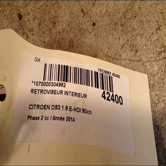 Retroviseur interieur occasion CITROEN DS3 Phase 1 04-1995->04-1999 1.6 E-HDI 90ch 3