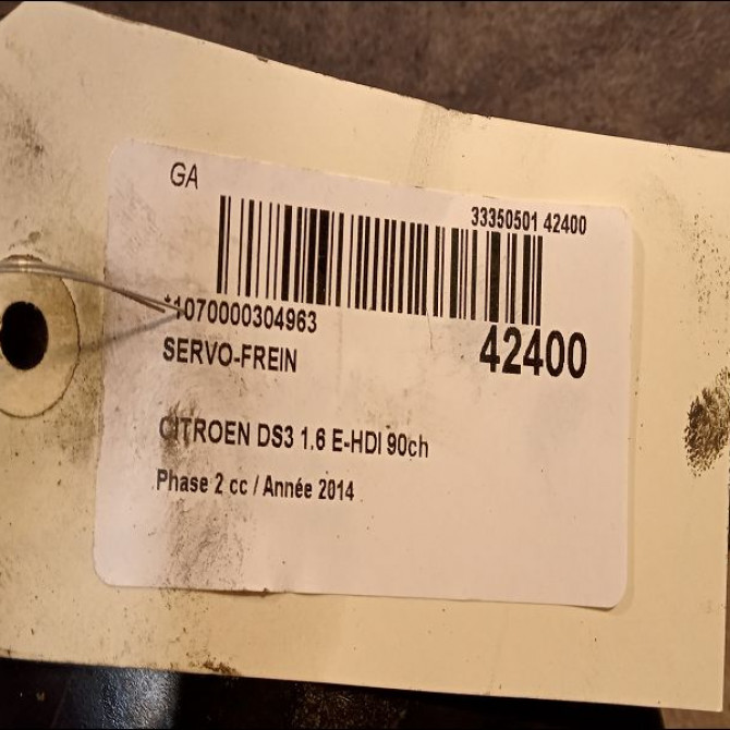 Servo-frein occasion CITROEN DS3 Phase 1 04-1995->04-1999 1.6 E-HDI 90ch 3