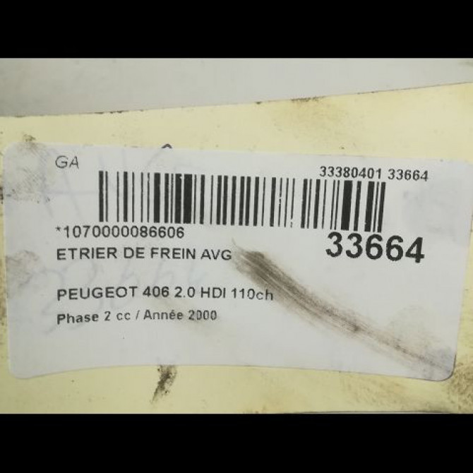 Etrier de frein avant gauche occasion PEUGEOT 406 Phase 2 04-1999->04-2004 2.0 HDI 110ch 441057 3