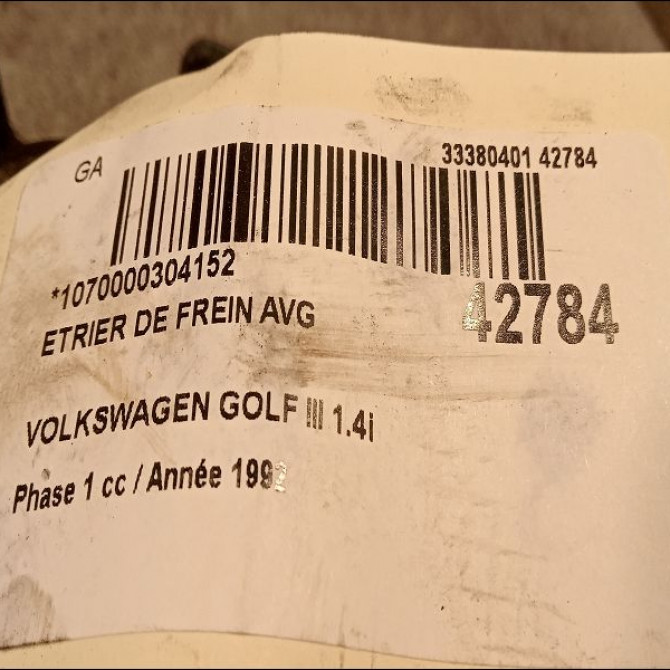 Etrier de frein avant gauche occasion VOLKSWAGEN GOLF III Phase 1 01-1992->12-1997 1.4i 60ch 1H0615123A 3