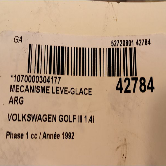 Mecanisme leve-glace arrière gauche occasion VOLKSWAGEN GOLF III Phase 1 01-1992->12-1997 1.4i 60ch 1H4839401E 3
