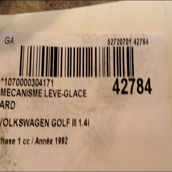 Mecanisme leve-glace arrière droit occasion VOLKSWAGEN GOLF III Phase 1 01-1992->12-1997 1.4i 60ch 1H4839402E 3